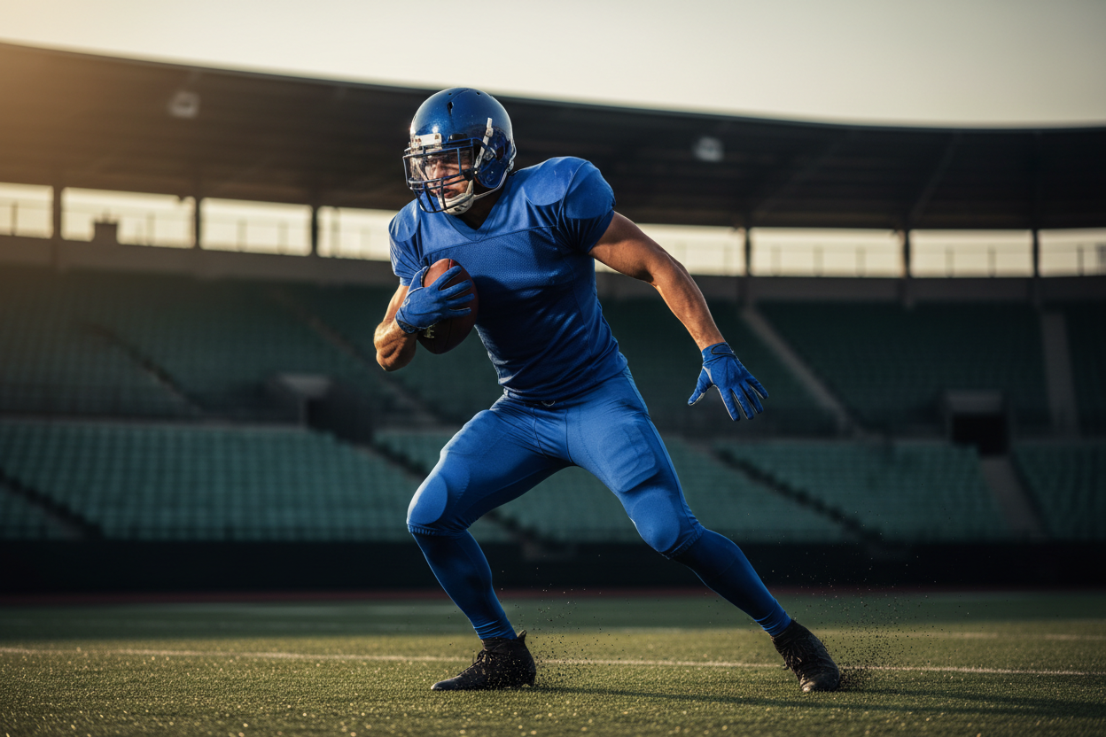 Player Playing American Football and have no logo on anything