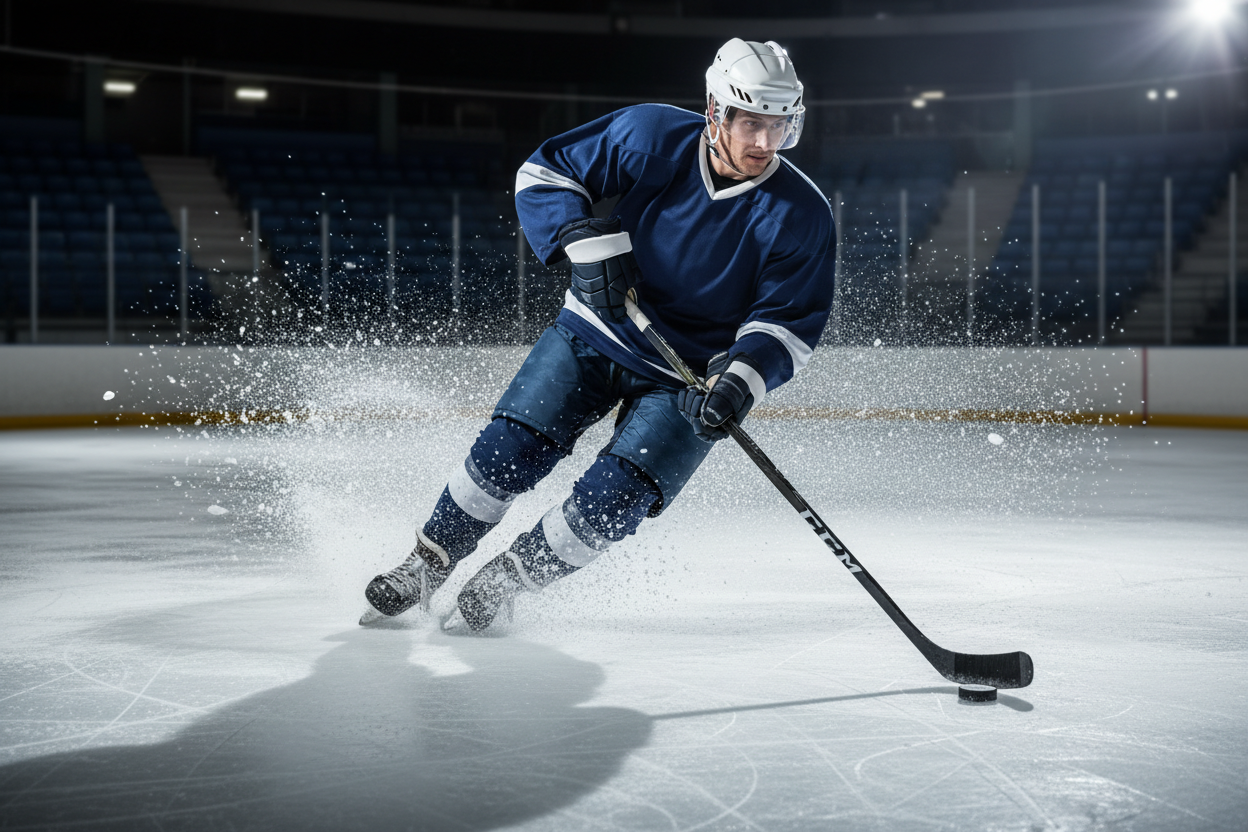 Player Playing Ice Hockey with no Logo on anything